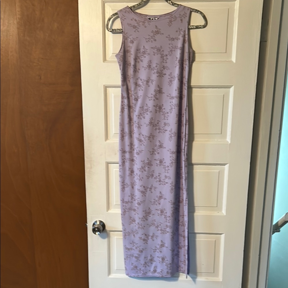Purple Sheath Maxi Dress with Crew Neck for Cocktail Events